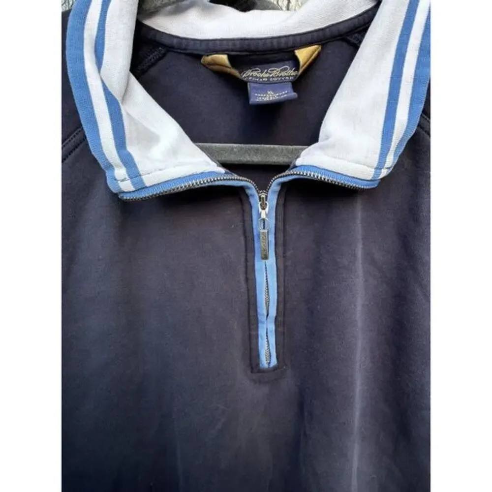 Brooks Brothers Vtg Men’s‎ Quarter Zip Pullover Navy Size XL Supima Cotton